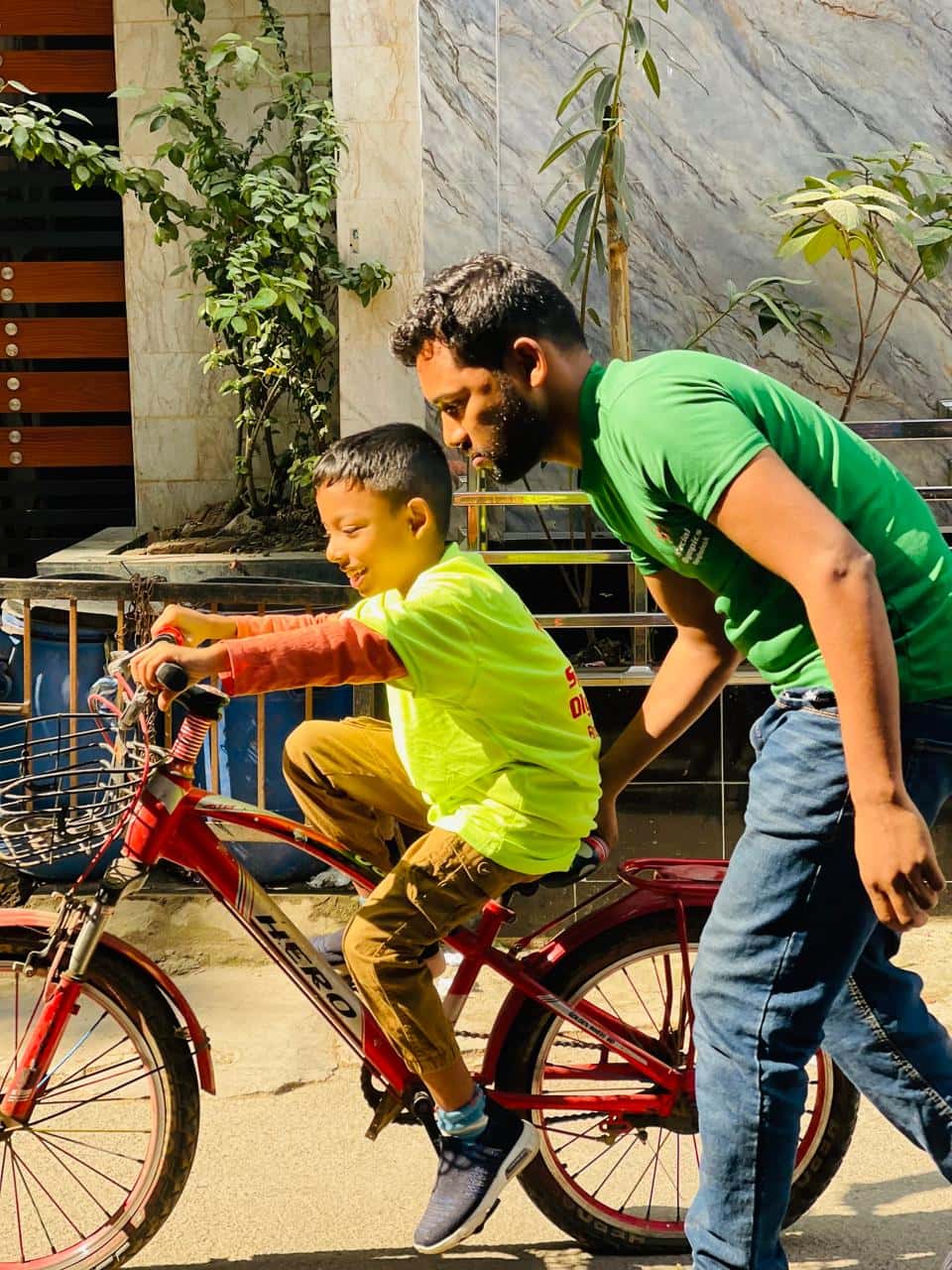 Child in cycle training activity